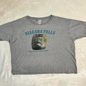 Vtg Turquoise Graphic T-Shirt Size L Niagara Falls State Park NY New York Barrel
